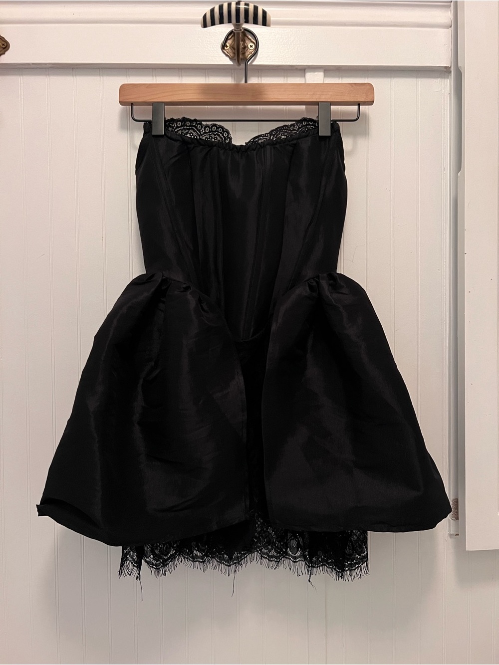 Little Black Strapless Dress Corset with built in snap underwear Size Small